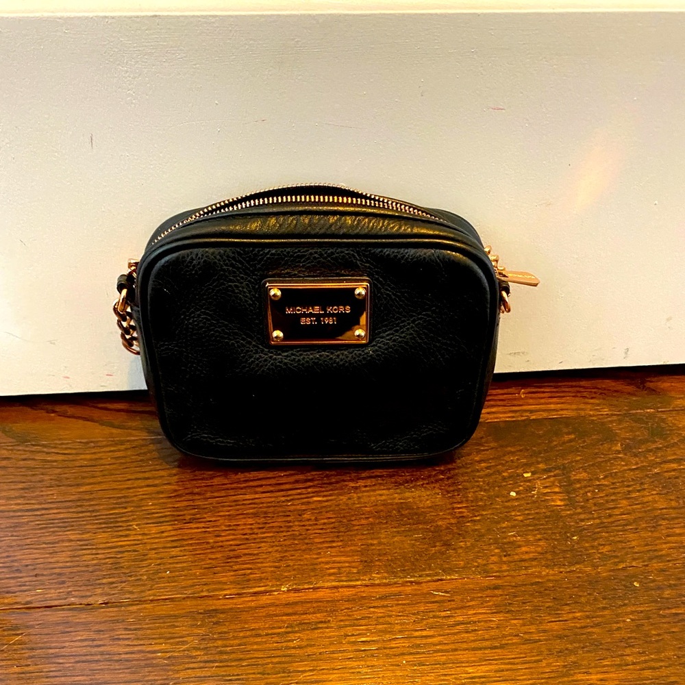 Michael Kors Black Leather Cross Body bag